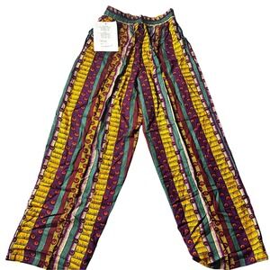 Vintage Nubian Queen Pants Size S Viscose Wide Leg Boho‎ Festival Ethnic Print